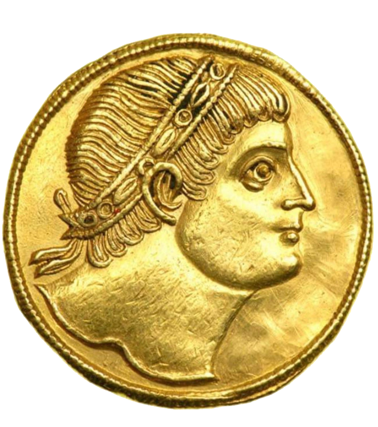 Ancient gold coin — laureled imperial portrait